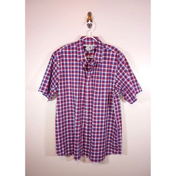 L.L. Bean Plaid Short Sleeve Cotton Button Men's Shirt Size M - Picture 1 of 5